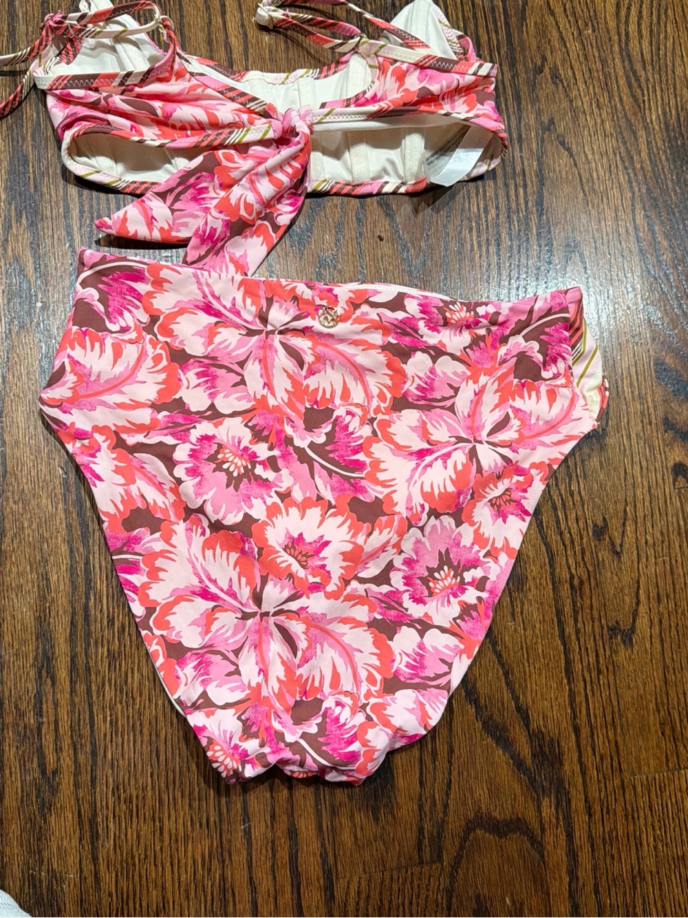 PINK Victoria's Secret Pink Floral High-Waist Two-Piece Bikini with Tie - Picture 2 of 2